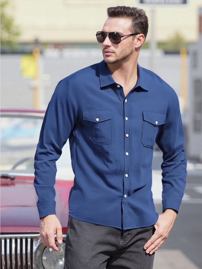 Camicia da uomo in lino slim fit - Manica corta traspirante, antipiega ed elasticizzata, casual, tinta unita, per l'estate (bianco/nero, dalla S alla XXXL)_voghion.com