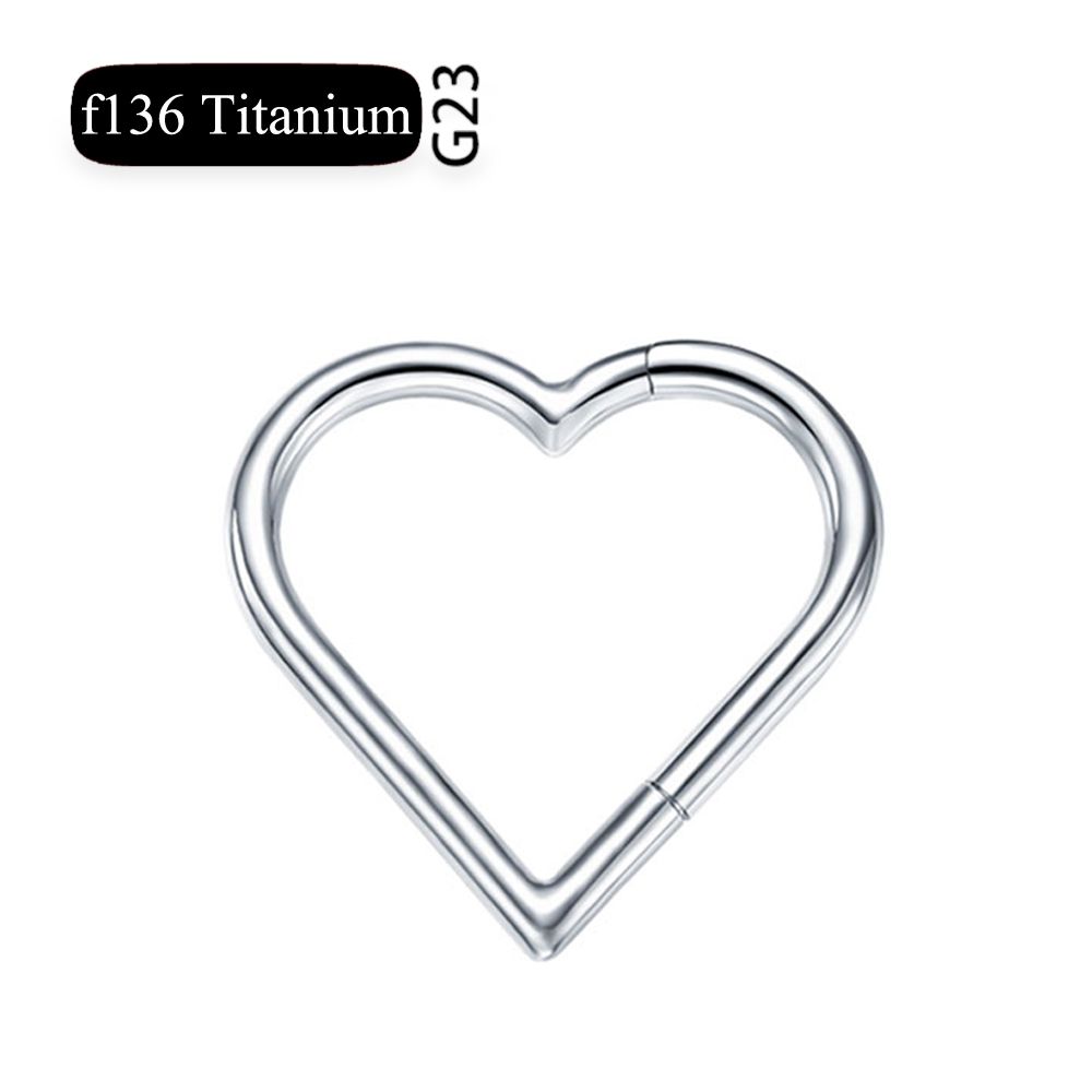 Anello al naso in titanio G23 con strato PVD, orecchino a forma di cuore, anello a cerchio con elica, segmento incernierato, cartilagine, trago, cerchio con zirconia cubica trasparente_voghion.com