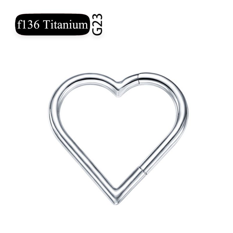 G23 Titanium Nose Ring PVD Layer Daith Heart Earring Hoop Helix Rings Hinged Segment  Cartilage Tragus Hoop with Clear CZ_voghion.com