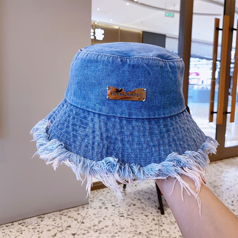 Șapcă de vară unisex, cu ciucuri, din denim spălat, cu găleată, la modă, pentru femei, cu bor larg, pliabilă, Panama, pentru plajă, în aer liber, pescar_voghion.com