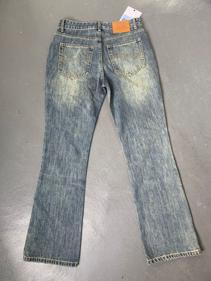 Vêtements pour hommes Paris Pantalon en denim slim évasé droit délavé en coton bambou épais rétro vieilli_voghion.com