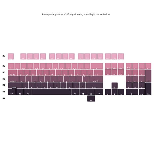 Bean Pink PBT Front Side Engraving OEM Transparent Gradient 68 87 75 980 104 Customized Nical Keyboard Keycaps_voghion.com