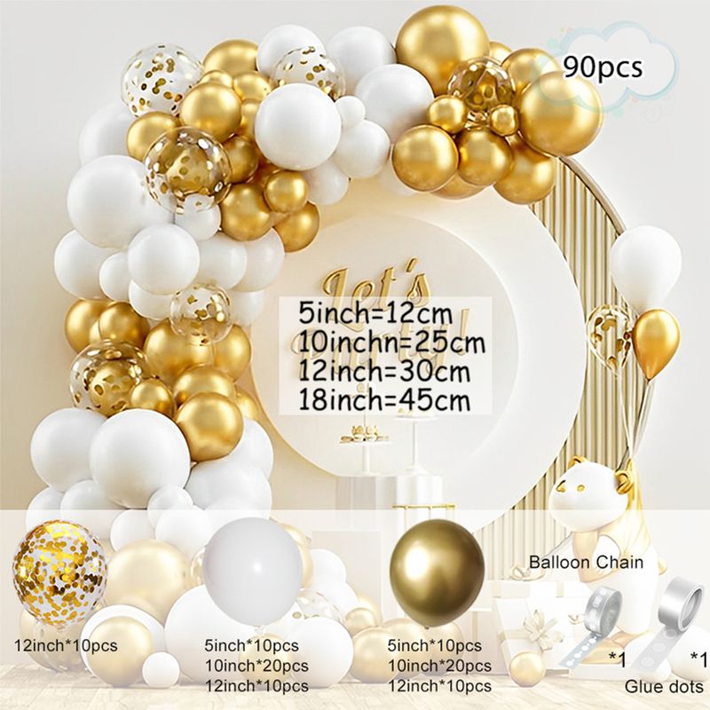 Metallballonger Kransbågssats, dekoration av bröllopsgyllene kransar, födelsedagsdekoration, jubileumsdekoration_voghion.com
