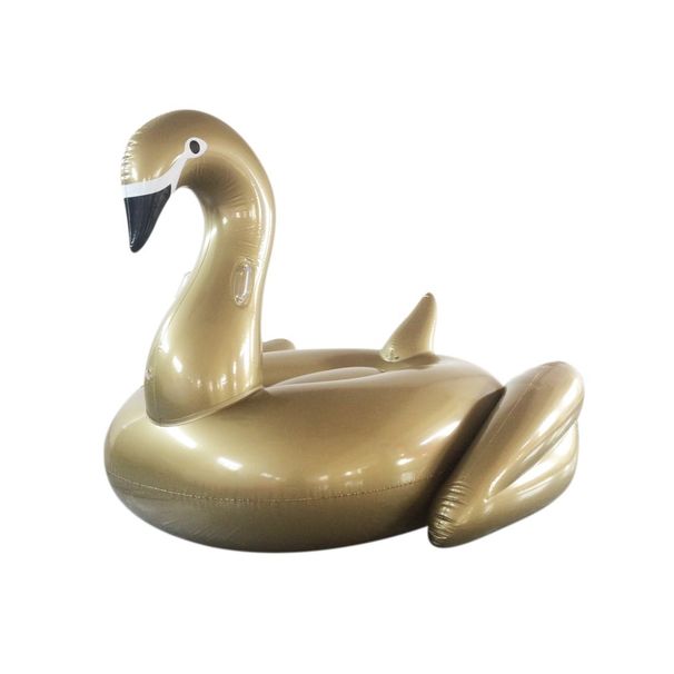 Inflatable Swan Pool Float - Elegant Gold & White Ride-On Swan Lounger For Adults_voghion.com