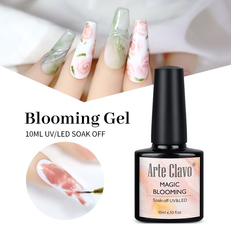 Arte Clavo Blossom Gel Nail Art Transparentní Blossom lak na nehty Blooming Smook Effect Flower Gel Polish Soak off nail Glue Gel_voghion.com
