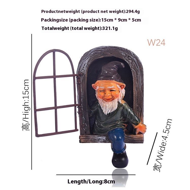 Gartenzwerg-Zwerg-Harzhandwerk, Gartenornamente, Statuendekorationen, Outdoor-Bastelornamente_voghion.com