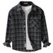 Trendy Plaid Long Sleeved Shirt For Men, Fashionable And Versatile, Artistic And Casual, Loose Brushed Top Jacket_voghion.com