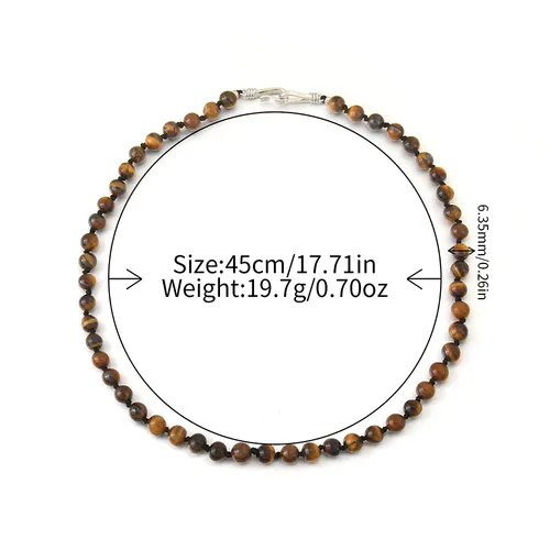 Casual Onregelméisseg Glas Tiger Auge Koffer Perlen Kette Perlen Halskette Grousshandel_voghion.com