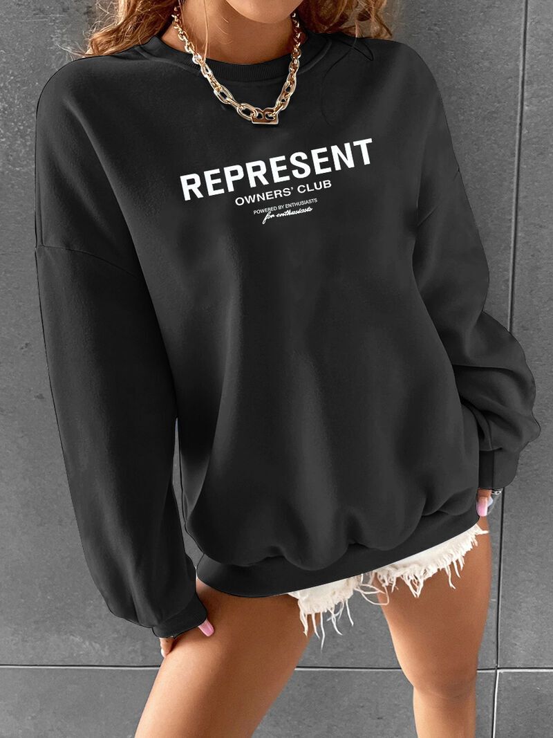 Autumn and Winter New Women's Clothing Girls Sense of Fashion Fun Round Neck Long Sleeve Hoodie_voghion.com
