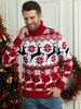 Women's couple Christmas sweater crew-neck moose jacquard turtleneck long-sleeved sweater_voghion.com