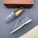 LP Genuine Leather Slip-On Loafers 2025 New Classic White Sole Low Heel Cowhide Gray Blue Shoes_voghion.com