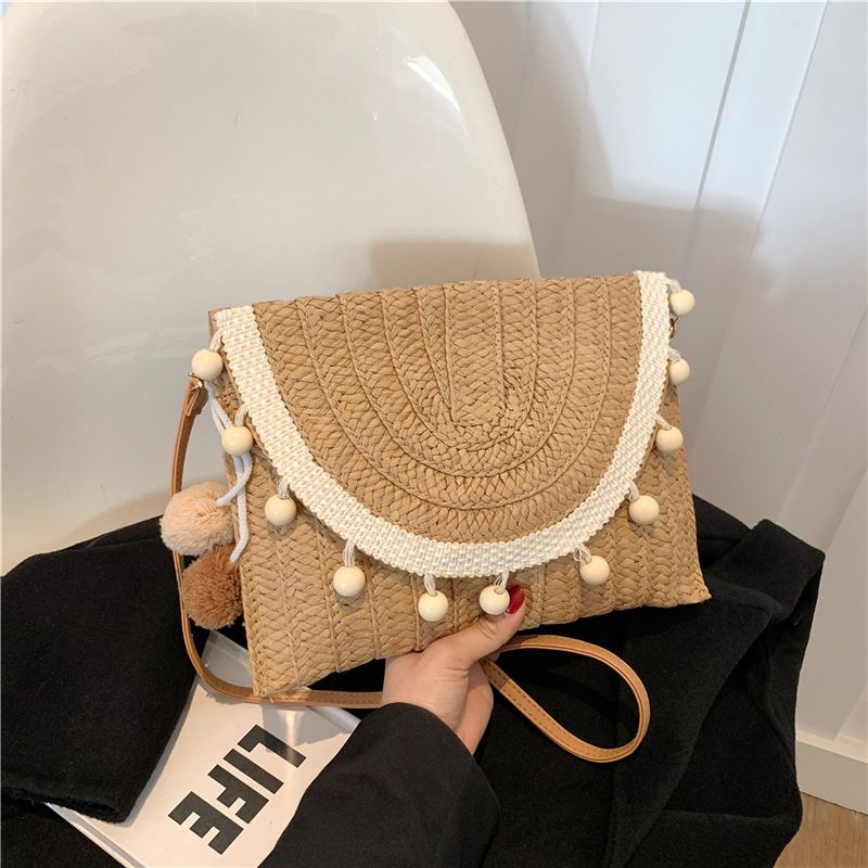 Borsa a tracolla da donna, borsa intrecciata in stile etnico, borsa a busta alla moda da donna, borsa a mano, borsa a tracolla monospalla per le vacanze al mare_voghion.com