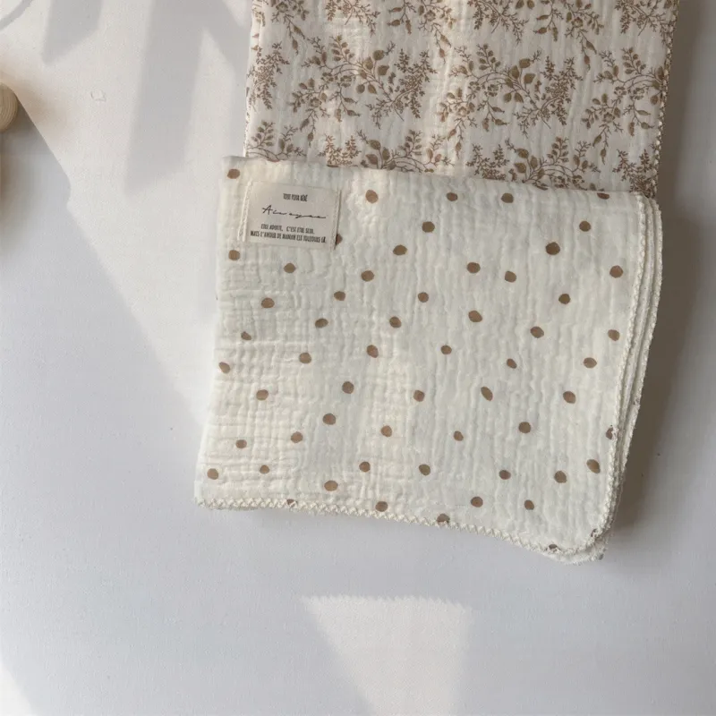 Wickeldecke aus Musselin mit Blumenmuster, 100 % Baumwolle, Baby-Badetuch, Wickeldecke aus Musselin, Musselin-Wickeldecken für Neugeborene, weiche, wachsartige Decke_voghion.com
