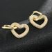 Brincos femininos geométricos com fecho duplo em formato de coração e brincos de diamante, brincos simples retrô de hip hop_voghion.com