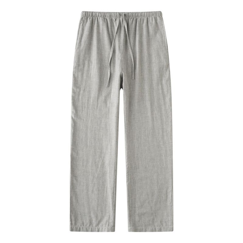MUJI Stil Saf Pamuklu Çift Tül Ekose Çiftler İçin Tek Pijama Pantolonu Erkekler ve Kadınlar İçin Ev Pantolonları Günlük Pantolonlar_voghion.com