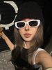 LazyZoom Retro Piccolo Quadrato Bianco Trendy Ins Internet Celebrità Moda Occhiali da sole Donna Street Shot Forma concava Uomo_voghion.com
