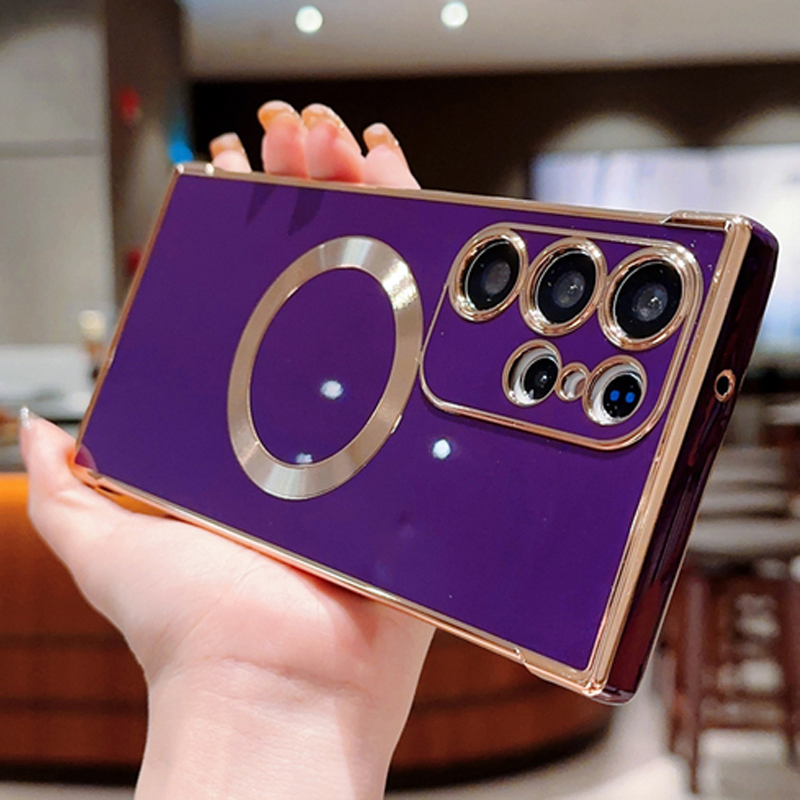 Plating Silicone For Magsafe Case For Samsung Galaxy S23 Ultra S22 Plus S21 S20FE S21FE S 23 Magnetic Soft Full Protective Cover_voghion.com