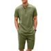 2024 men's new casual button up collar short sleeved shorts two-piece set_voghion.com