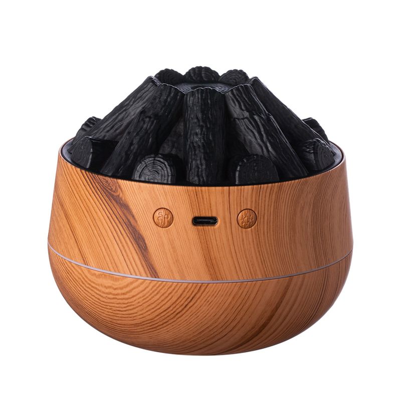 Charcoal Fire Night Light Humidifier - USB Fog Flame Ambience For Bedroom Relaxation, Decorative Mood Lighting_voghion.com