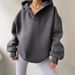 Women's Clothing Sweatshirt Solid Color Long Sleeve Hooded Solid Color Loose Sweater Women's Top_voghion.com