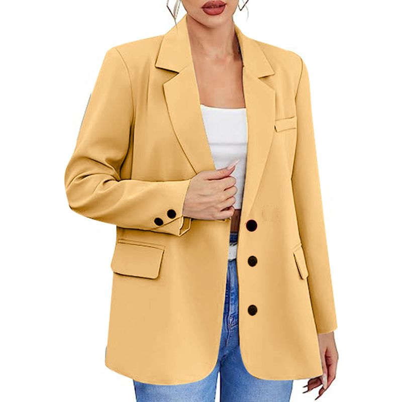 Abbigliamento da donna Autunno e inverno Vendita calda Colore unito Moda giacca Semplice monopetto bavero Donna piccolo vestito_voghion.com