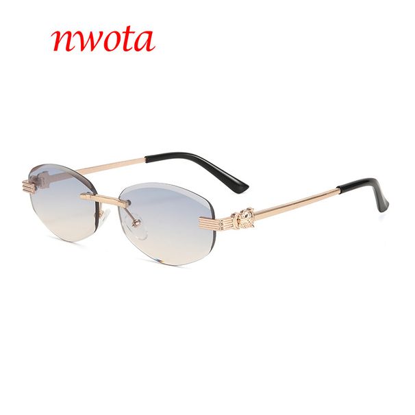 Uued raamita metallraamiga ühekiirelised ebakorrapärased nurga all olevad ovaalsed päikeseprillid päikesekaitseprillid T1174_voghion.com