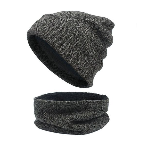 Unisex fleece three-piece thermal suit winter hat scarf touch screen gloves_voghion.com