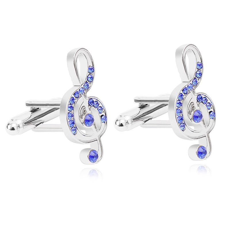 new musical note symbol French business fashion creative alloy metal cufflinks tie clip cuff nails_voghion.com