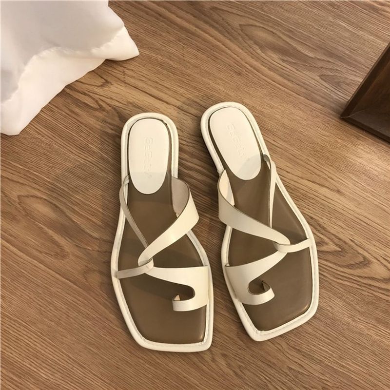 Hausschuhe im römischen Stil für Damen zum Tragen als Oberbekleidung im Sommer, neue koreanische Version, Slip-On-Sandalen für den lässigen Strandurlaub_voghion.com