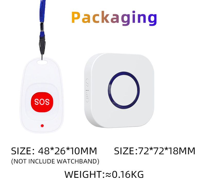 Senior Emergency Call Button With 433MHz Long-Range Wireless Signal, 38 Ringtones & Extra Loud Volume - SOS Alert Doorbell For Elderly Care, Wall-Pene_voghion.com