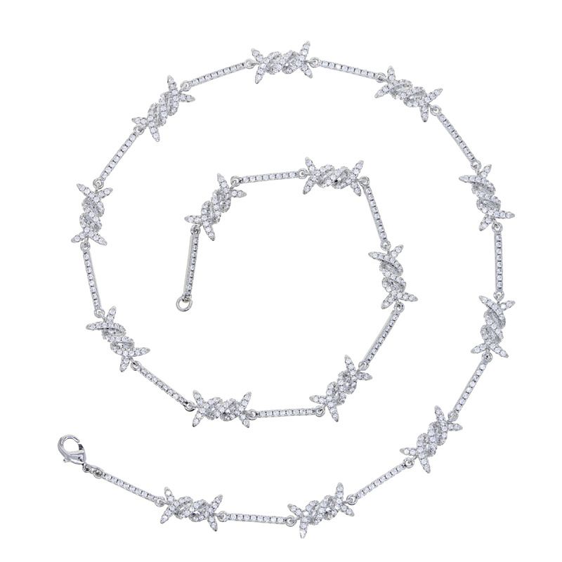 Hip Hop New Thorn Fashion Zircon Inlaid Tennis Chain Couple Necklace_voghion.com