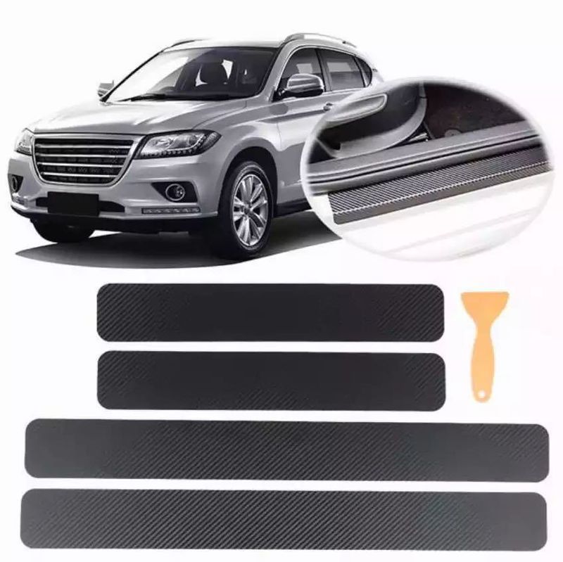 Autocollants en carbone pour bandes anti-rayures de voiture, films anti-coups de pied, coussinets de protection, seuils de porte, autocollants en fibre de carbone, universels_voghion.com