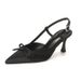 Sheepskin Style Pointed High-heeled Shoes For Women Slim Heels, Spring New Design With Bow, Shallow Mouth, Straight_voghion.com
