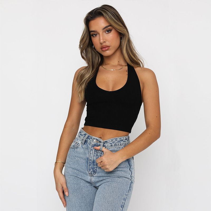Women's Clothing Slim Short Sleeveless Inner Tops For Women V Neck Backless_voghion.com