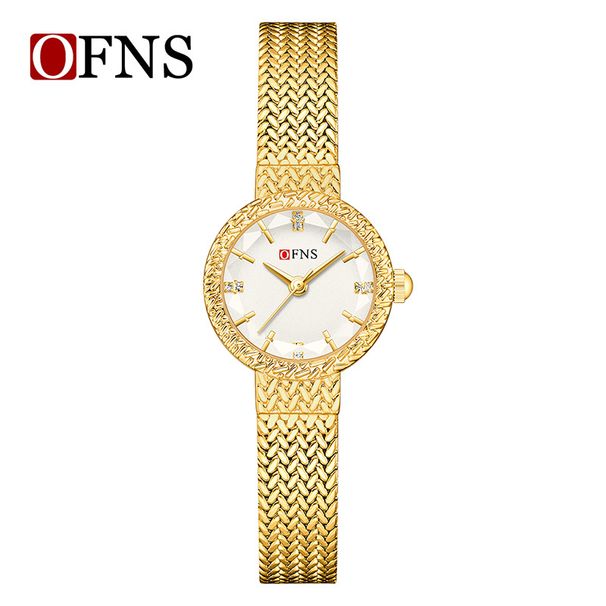 Women's Minimalist Luxury Round Face Quartz Watch With Wheat Grain Pattern, Waterproof, Mesh Strap, Elegant Small Dial Women's Watch_voghion.com