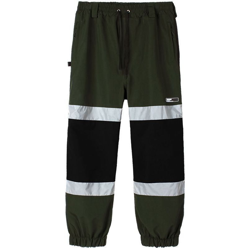 Unisex-Skihose mit Reflektoren – Wasserdichte und winddichte Snowboardhose mit Farbblockdesign (Schwarz/Rot, Schwarz/Weiß, Dunkelgrün/Schwarz)_voghion.com