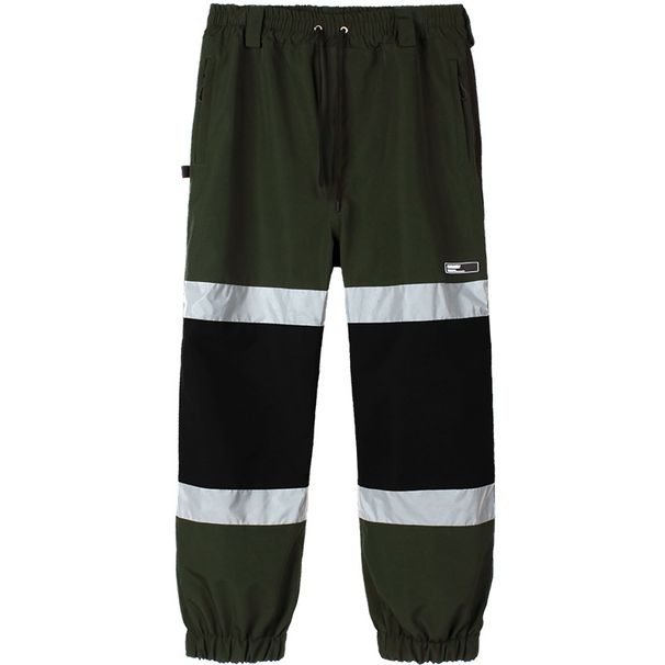 Unisex-Skihose mit Reflektoren – Wasserdichte und winddichte Snowboardhose mit Farbblockdesign (Schwarz/Rot, Schwarz/Weiß, Dunkelgrün/Schwarz)_voghion.com