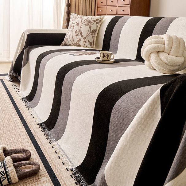 Cuscino per divano di alta qualità, fodera in ciniglia Puxu, stile quattro stagioni, monoblocco, a righe verticali_voghion.com