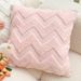 45x45cm Fluffy Rabbit Fur Pillow Cover - Nordic Wave Stripe Cushion For Sofa & Bed (White/Pink) - Includes Inner Pillow_voghion.com