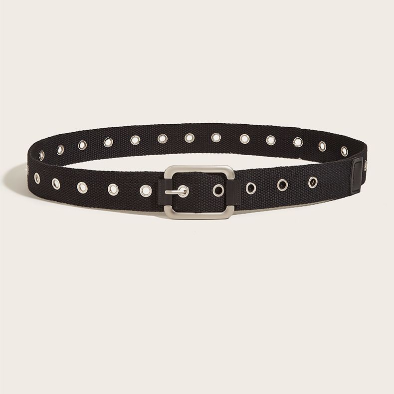 Nadelschnalle aus Canvas für männliche und weibliche Studenten, mit einem durchgehenden, hohlen, verlängerten Gürtel aus Metall für den trendigen Einsatz_voghion.com