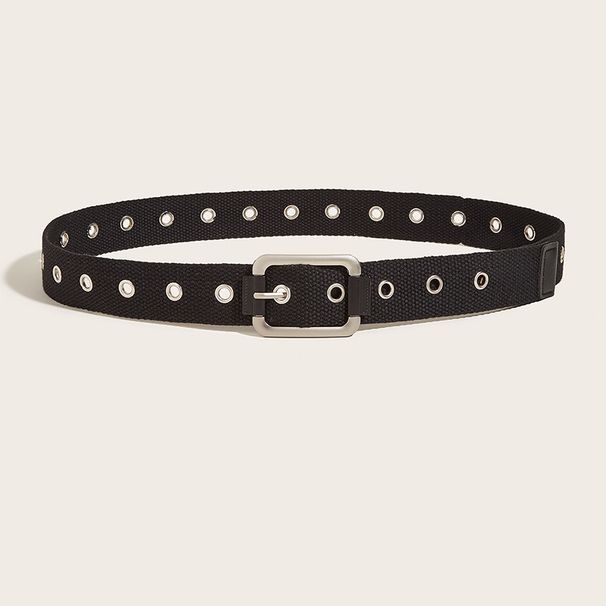 Nadelschnalle aus Canvas für männliche und weibliche Studenten, mit einem durchgehenden, hohlen, verlängerten Gürtel aus Metall für den trendigen Einsatz_voghion.com