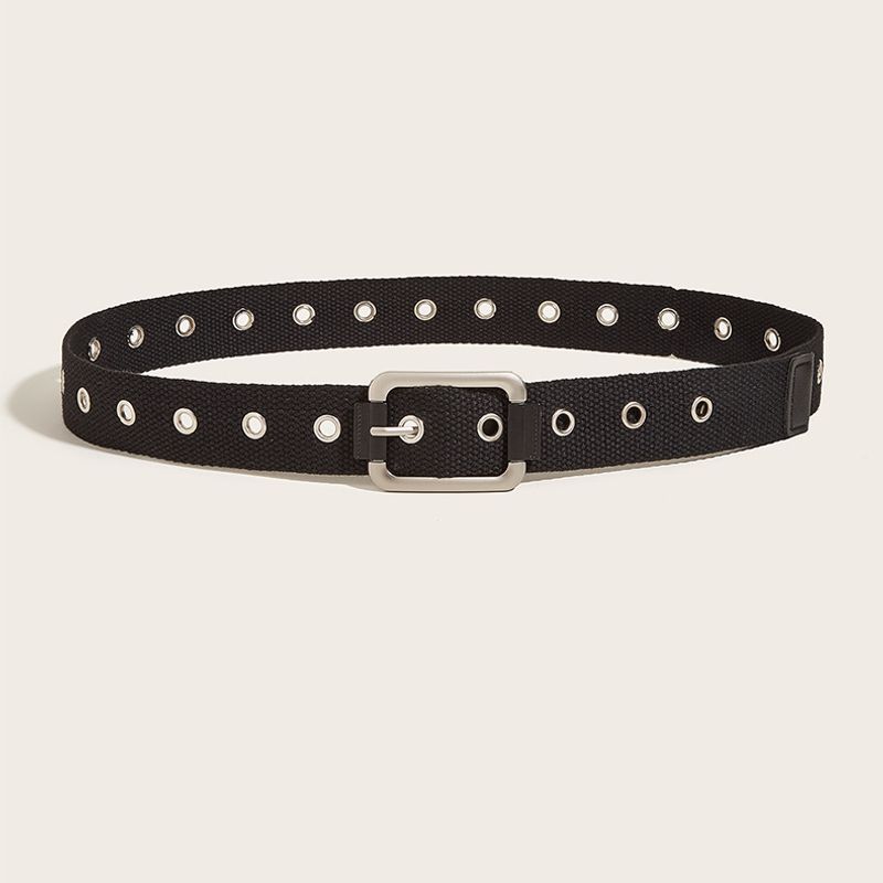 Needle Buckle Canvas Both Male And Female Students, With A Full Metal Hollow Extended Belt For Trendy Use_voghion.com