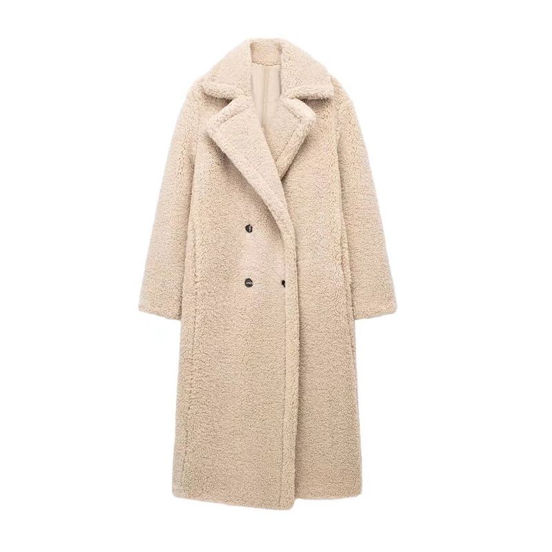 ZA Autumn/Winter New Women's Clothing Big Collar Thickened Lamb Fleece Extra Long Coat_voghion.com
