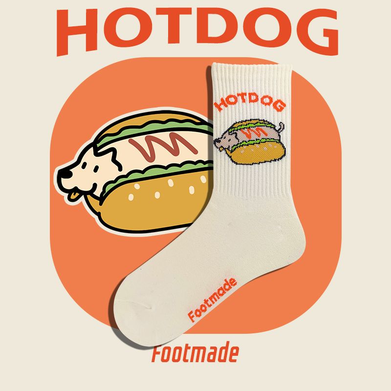 Women's Footmade Hot Dog White Socks_voghion.com