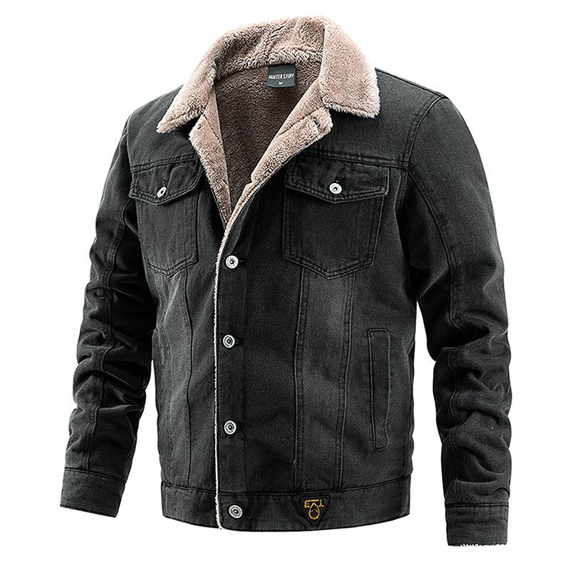 Denim Plüsch Dicke Übergroße Jacke Herren Casual Herbst Und Winter Trend Oberbekleidung_voghion.com