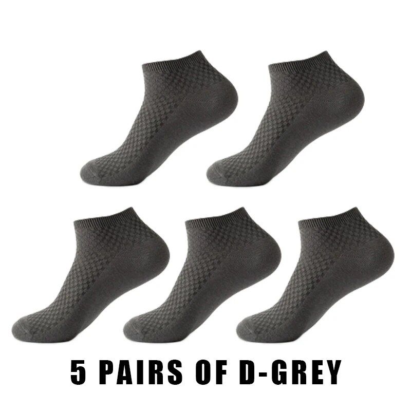 5 Pairs Mn Short Bamboo Fibr High Quality Crw Ankl Casual Businss Brathabl Soft Comprssion Low-Cut Socks For_voghion.com