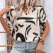 2025 New Summer Loose Top Personality Short Sleeve V-neck Abstract Print Shirt For Women_voghion.com