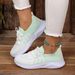 Mesh Casual Shoes For Women 2025 Autumn New Thick Sole Large Size Color Block Round Toe Lace-up Sneakers_voghion.com