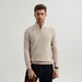 « Pull à col montant en maille torsadée pour homme - Pull zippé style classique pour l'automne et l'hiver »_voghion.com