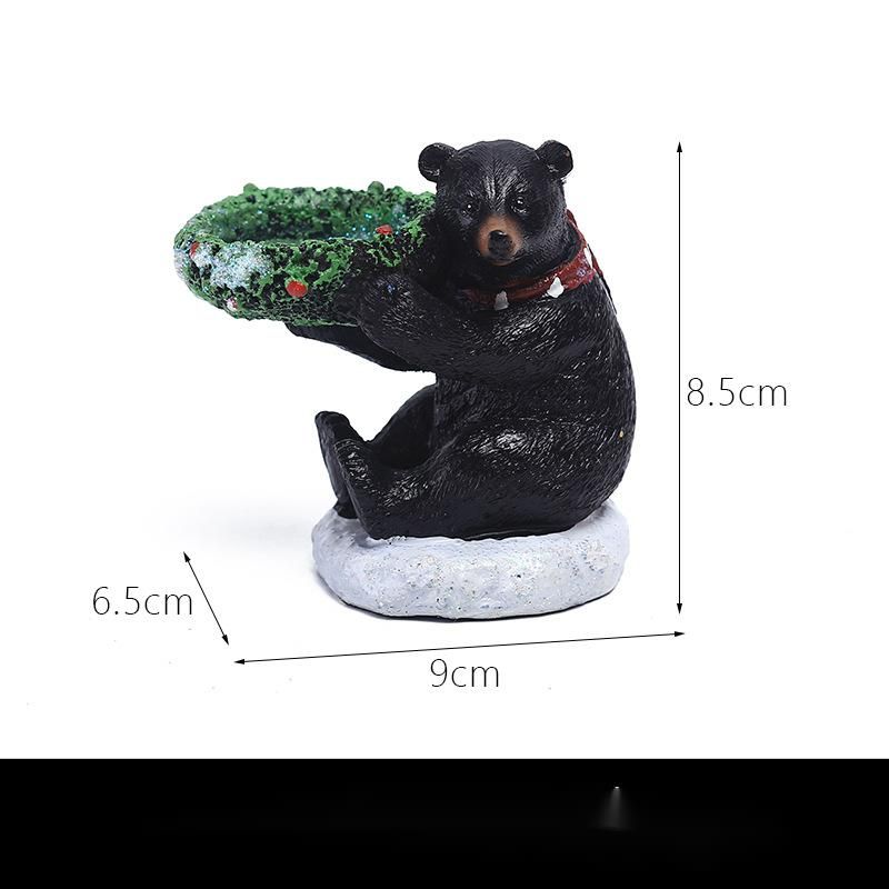 2022 Christmas New Black Bear Candle Holder Home Creative Decoration Resin Crafts European Simulation Animal Small_voghion.com